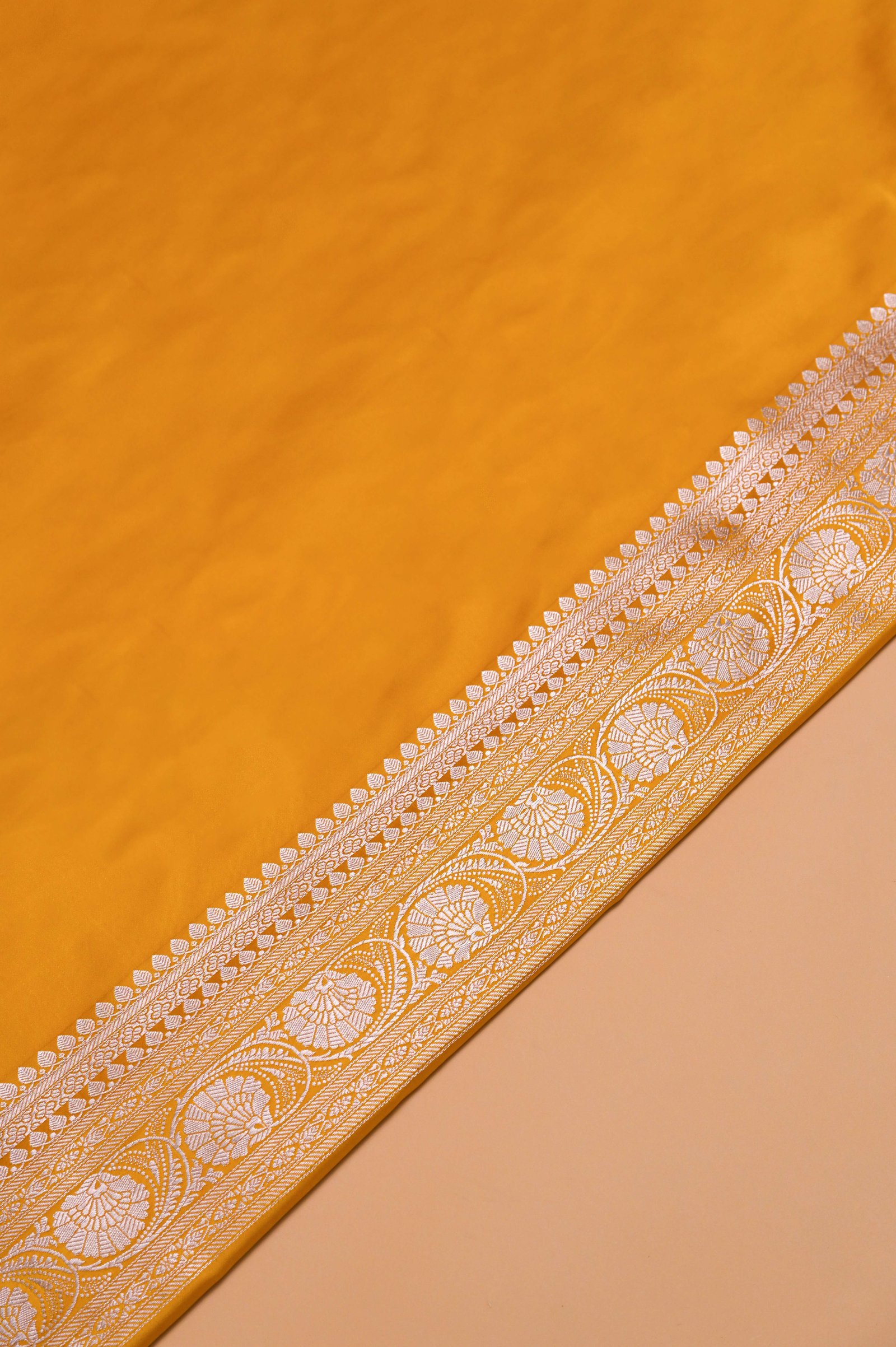 Musturd Yellow Mashroom Buta Silk Banarasi katan Saree
